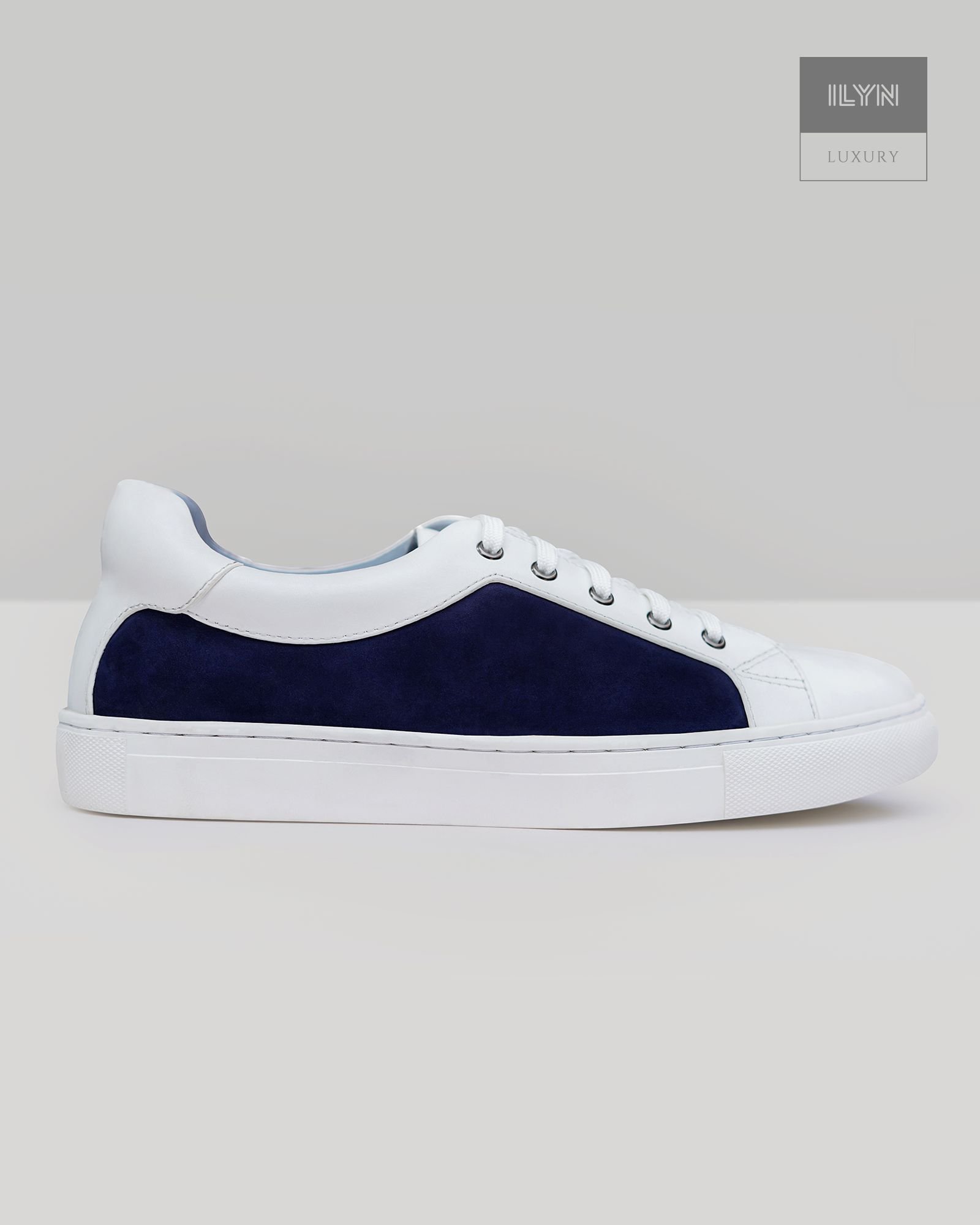 LUXURY Leather Sneakers White/Navy ILYN